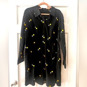 Floral Black Dress, cotton poplin fabric